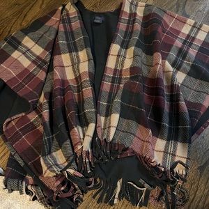 Plaid blanket poncho